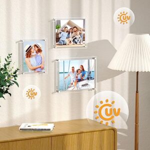 AITEE 8.5x11 Acrylic Picture Frames 2 Pack, Clear Picture Frames for Wall, Modern Frameless picture Frames Lucite Transparent Square Cubes Floating Hanging Photo Frame Gift for Home Office Display