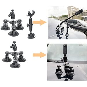 Fotoleey Suction Car Mount for Insta360 x3, x2, One RS Compatible with GoPro Hero 11, Hero 10, Hero 9, Max —Camera Triple Suction Mount Kit for Action Cameras (Stick is Not Included)