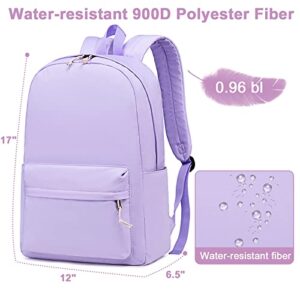 School Backpack for Teen Girls Kids Bookbags Elementary Middle School Laptop Bags Women Travel Daypacks (Purple)