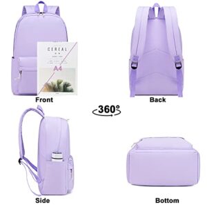 School Backpack for Teen Girls Kids Bookbags Elementary Middle School Laptop Bags Women Travel Daypacks (Purple)