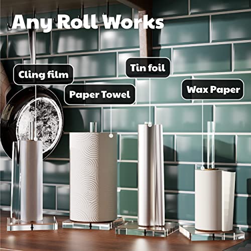 Antimbee Countertop Towel Paper Holder, Transparent Roll Papertowel Dispenser Stand