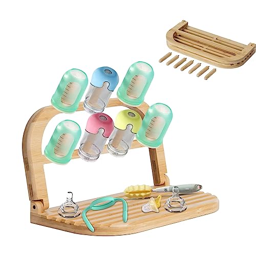 Dckuail Bamboo Baby Bottle Drying Rack, Organize Your Kitchen with Our Convenient Bottle Drying Rack,Drying Rack for Baby Bottles, Cups, Pacifiers and Accessories