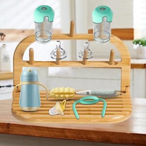 Dckuail Bamboo Baby Bottle Drying Rack, Organize Your Kitchen with Our Convenient Bottle Drying Rack,Drying Rack for Baby Bottles, Cups, Pacifiers and Accessories