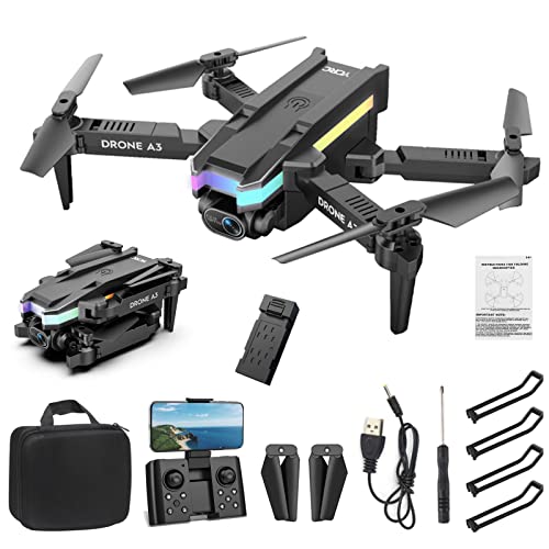 Daul 4K HD FPV Camera Drone for Adults Kids, Foldable Remote Control Drone with Carrying Case, Mini Drone with 4K Camera, One Key Start, Altitude Hold, Headless Mode and 3D Flips