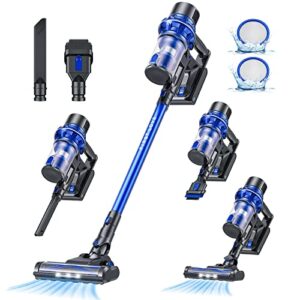 firstlove cordless vacuum cleaner - powerful 6 in 1 stick vacuum for pet hair carpet hard floor, lightweight & rechargeable with up to 45-min runtime, detachable battery (blue)