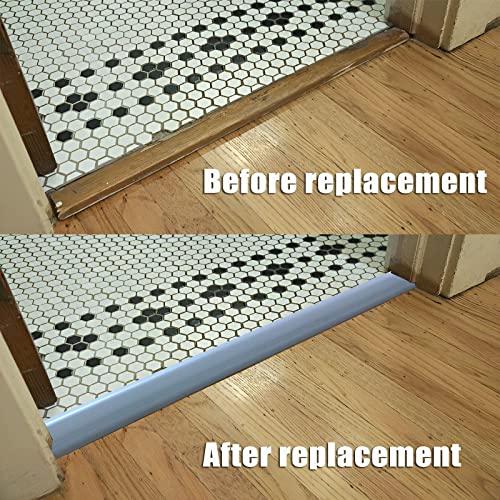 Vinyl-Door-Threshold-Ramp Self-Adhesive 36 inch, Threshold 1/2'' ~ 3/5'', Thresholds Ramps for Doorways, Wheelchair Ramp Edge-Reducer Threshold-Transition-Strip for Home/Door/Carpet/Tile/Floor (Grey)