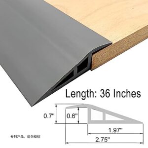 Vinyl-Door-Threshold-Ramp Self-Adhesive 36 inch, Threshold 1/2'' ~ 3/5'', Thresholds Ramps for Doorways, Wheelchair Ramp Edge-Reducer Threshold-Transition-Strip for Home/Door/Carpet/Tile/Floor (Grey)