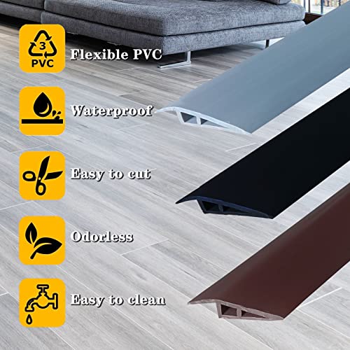 Vinyl-Door-Threshold-Ramp Self-Adhesive 36 inch, Threshold 1/2'' ~ 3/5'', Thresholds Ramps for Doorways, Wheelchair Ramp Edge-Reducer Threshold-Transition-Strip for Home/Door/Carpet/Tile/Floor (Grey)