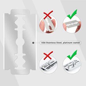 Reusable Double Edge Safety Razor for Women, Single Blade Razors for Men, with 10 Platinum Coated Stainless Steel Razor Blades, Metal DE Razor for a Close Smooth Shave, Sustainable Living Choice