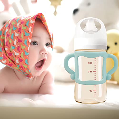 Bottle Holder for Baby Self Feeding,4 Pack Bottle Handles for Dr Brown Narrow Baby Bottles,Soft Silicone Bottle Holder with Easy Grip Handles to Hold