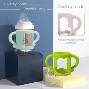 Bottle Holder for Baby Self Feeding,4 Pack Bottle Handles for Dr Brown Narrow Baby Bottles,Soft Silicone Bottle Holder with Easy Grip Handles to Hold