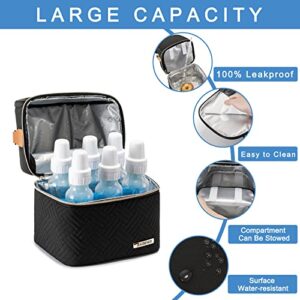 BABEYER Breastmilk Cooler Bag with Ice Pack Fits 6 Baby Bottles up to 9 Ounce, Breast Milk Pump Cooler Bag with Shoulder Strap for Nursing Mom Daycare, Work, Travel- Black