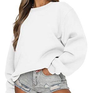 ANRABESS Sweatshirts for Women Teen Girls Loose Fit Fleece Pullover Casual Hooded Sweaters Fall Winter Fashion y2k Clothes A1026-baise-M White