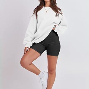 ANRABESS Sweatshirts for Women Teen Girls Loose Fit Fleece Pullover Casual Hooded Sweaters Fall Winter Fashion y2k Clothes A1026-baise-M White