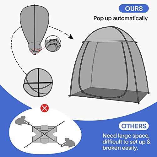 EighteenTek Screen House Room Pop Up Gazebo Outdoor Camping Canopy Tent Sun Shade Shelter Mesh Walls Not Waterproof 7’x4’x6.5’H Beige