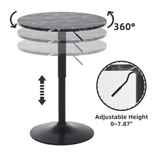 Rongbuk Round Bar Table, Adjustable Table,MDF Top with Black Metal Pole Support and Base, Bistro Pub Table,Suitable for Home, Kitchen Island, Bar Counter, Black