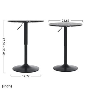 Rongbuk Round Bar Table, Adjustable Table,MDF Top with Black Metal Pole Support and Base, Bistro Pub Table,Suitable for Home, Kitchen Island, Bar Counter, Black