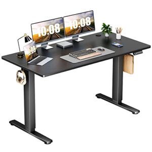 electric standing desk - height adjustable desk, 55 x 24 inches ergonomic stand up desk with memory preset, sit stand computer home office desk standing table with t-shaped metal bracket, black