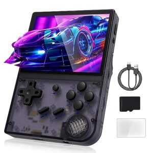 retro handheld game console, anbernic rg35xx handheld emulator console, miyoo-mini-plus style portable game console built-in 5474 classic games, speaker, 2600mah rechargeable battery(purple)
