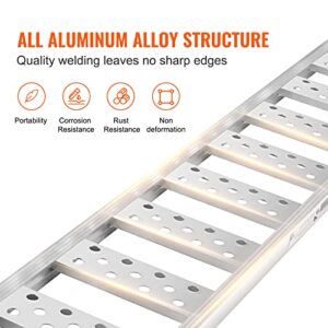 VEVOR Aluminum Ramps, 1250 lbs, Straight Ramp with Treads and Load Straps, Portable Loading Ramp for Motorcycles, ATVs, Trucks, Lawn Mowers, Dirt Bikes, Garden Tractors, 78" L x 12" W, 2Pcs