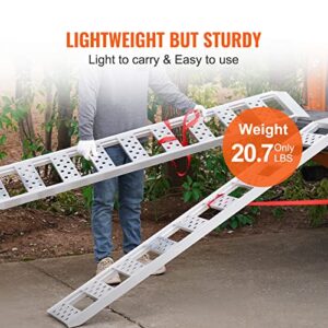 VEVOR Aluminum Ramps, 1250 lbs, Straight Ramp with Treads and Load Straps, Portable Loading Ramp for Motorcycles, ATVs, Trucks, Lawn Mowers, Dirt Bikes, Garden Tractors, 78" L x 12" W, 2Pcs