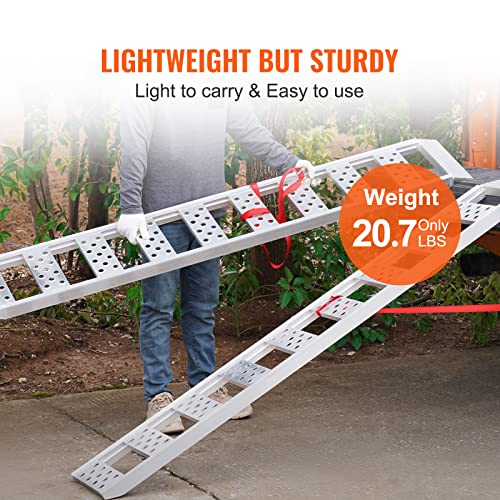 VEVOR Aluminum Ramps, 1250 lbs, Straight Ramp with Treads and Load Straps, Portable Loading Ramp for Motorcycles, ATVs, Trucks, Lawn Mowers, Dirt Bikes, Garden Tractors, 78" L x 12" W, 2Pcs