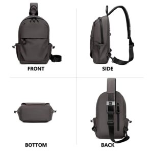 CANTLOR Men Small Sling Bag Crossbody Backpack Travel Daypacks Chest Pack Lightweight Outdoor Shoulder Bag One Strap (991801-Card grey)