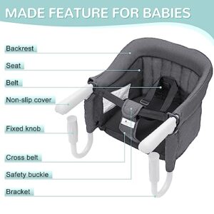 Hook On High Chair, Portable Clip on Table High Chairs for Babies and Toddlers, Removable and Washable Baby Feeding Seat, High Load Design, Attach to Table for Home and Travel- Grey