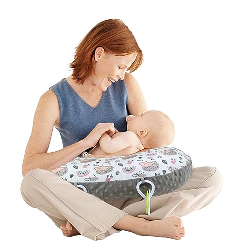 Blublu Park Baby Nursing Pillows for Breastfeeding, Multifunctional Ultra Soft Minky Nursing Pillow for Baby Boys and Girls, Baby Feeding Support Pillow for Newborn, Grey