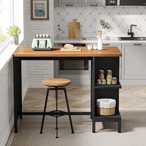 Tribesigns Kitchen Island with Storage Shelves, 43 Inch Kitchen Prep Table with 5 Open Shelves and Large Worktop, Industrial Butcher Block Island Coffee Bar Table, Dark Walnut (Stools Not Included)