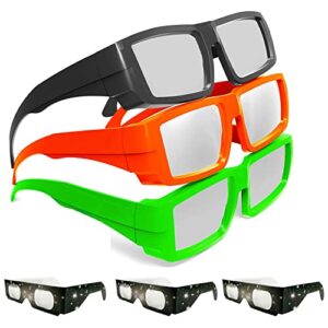 seic plastic frame solar eclipse glasses in sturdy style, ce & iso certified, with 3pcs paper glasses as bonus (3 pack adult)