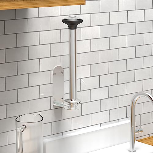 Paroto Paper Towel Holder, One Hand Tear Paper Towel Holder Under Cabinet Adhesive or Drilling，Stainless Steel Paper Towel Holder Wall Mount with Quick Release Knob for Kitchen and Bathroom