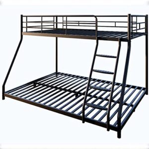 Oudiec Twin Over Full Metal Bunk Bed with Ladder,Sturdy Steel Bedframe with Safety Guardrail for Dorm,Bedroom,Guest Room,No Box Spring Needed,78.11''L*56.38''W*53.94''H,Black