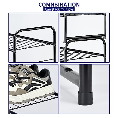 SUFAUY 5-Tier Shoe Rack, Stackable Shoe Shelf Storage Organizer for Entryway Closet, Extra Large Capacity, Wire Grid, Black