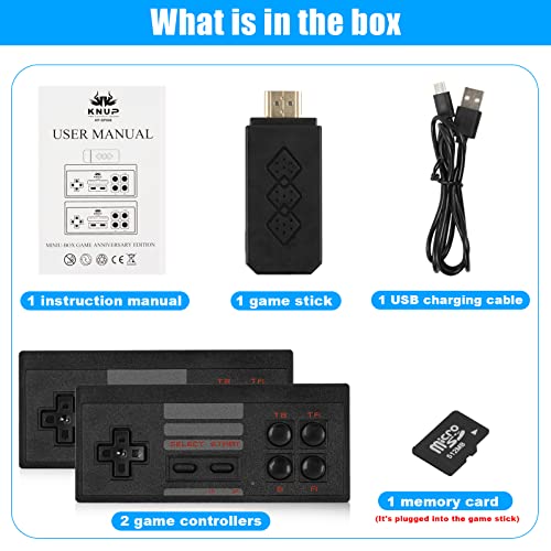 Corpower Wireless Retro Game Console, Built in 1500+ Classic Games HDMI Retro Game Stick Plug and Play Video Games for TV, with Dual 2.4G Wireless Controllers