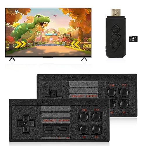 Corpower Wireless Retro Game Console, Built in 1500+ Classic Games HDMI Retro Game Stick Plug and Play Video Games for TV, with Dual 2.4G Wireless Controllers