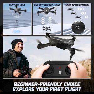 BEZGAR BD101 Drone with 1080P Camera for Adults and Kids - Foldable FPV Remote Control Drone with Gestures Selfie, Auto Hover, One Key Start/Land, 3D Flips, 2 Batteries, Toys Gifts for Boys Girls