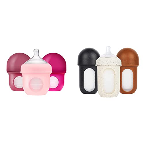 Boon NURSH Reusable Silicone Baby Bottles with Collapsible Silicone Pouch Design — Everyday Baby Essentials & NURSH Reusable Silicone Baby Bottles with Collapsible Silicone Pouch Design