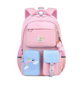 cilrea backpack for girls,school backpack for girls, cute book bag with compartments for teen girl kid students elementary middle school, kids' school bag, pink