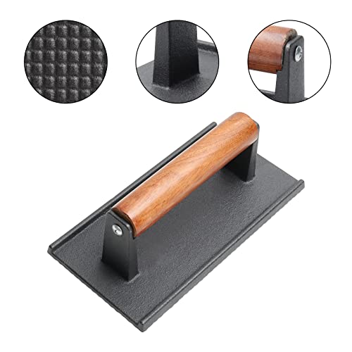 AJinTeby Square Cast Iron Smooth Grill Meat Press & Silicone Mat, Griddle Press Kit for Cooking, Barbecue, Blackstone Camp Chef Pitboss Weber Griddle Gril