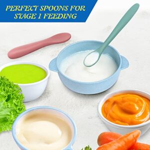 JUSONEY Silicone Baby Spoons - First Stage Baby Self Feeding Spoons 6+ Months,Shorter and Longer Infant Spoons Set for Parent and Self-Feeding,BPA Free Baby Led Weaning Spoons Training Spoon (8 Pack)