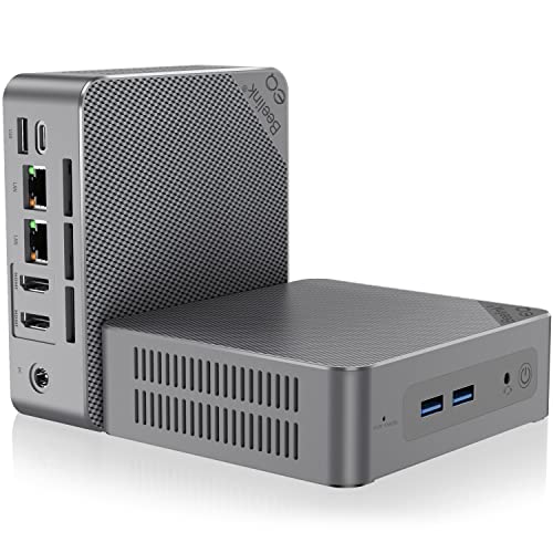 Beelink EQ12 Mini PC 16GB DDR5 500GB M.2 PCIe SSD, Intel 12th Alder Lake N100 (up to 3.4GHz), Mini Desktop Computer Supports Dual 2.5G LAN, WiFi6, BT5.2, USB3.2, 4K@60Hz Triple Display for Home/Office