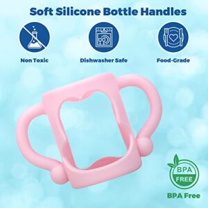 4Pack Bottle Handles for Dr Brown Narrow Baby Bottles, Baby Bottle Holder with Easy Grip Handles to Hold Their Own Bottle, Silicone Hands Free Bottle Feeder,