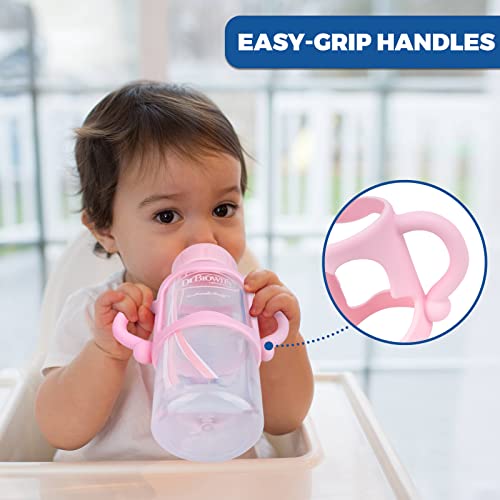 4Pack Bottle Handles for Dr Brown Narrow Baby Bottles, Baby Bottle Holder with Easy Grip Handles to Hold Their Own Bottle, Silicone Hands Free Bottle Feeder,
