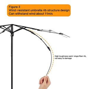 Mini Travel Sun Umbrella with Case, Small Compact UV Protection Umbrella for Sun and Rain, Lightweight Windproof Umbrella for Women Men Kids (Rice White)