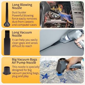 HamBear Mini Vacuum Cleaner 3-in-1 for Car, 12000PA Powerful Suction, 80000RPM Brushless Motor, Tiny Handheld Dust Buster, Vacuum Air Pump and Blower Cordless for Home, Keyboard, Pet Hair Cleaning