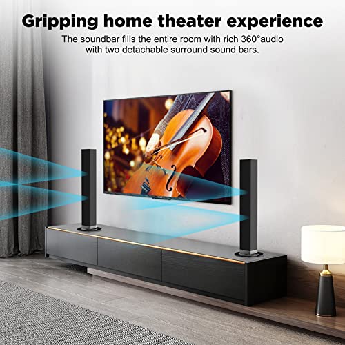 MZEIBO TV Sound Bar, Sound Bars for TV Bluetooth 5.0 Soundbar 50W 32Inch Split Soundbars with HDMI-ARC/Optical/AUX Connection, 2-in-1 Detachable Soundbar for Home Theater Audio