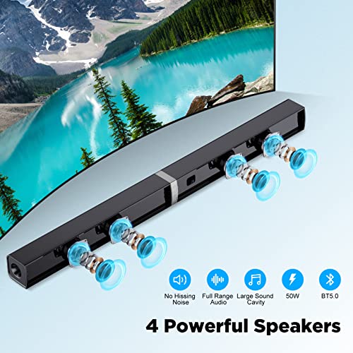 MZEIBO TV Sound Bar, Sound Bars for TV Bluetooth 5.0 Soundbar 50W 32Inch Split Soundbars with HDMI-ARC/Optical/AUX Connection, 2-in-1 Detachable Soundbar for Home Theater Audio