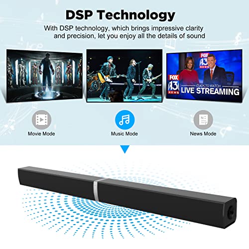 MZEIBO TV Sound Bar, Sound Bars for TV Bluetooth 5.0 Soundbar 50W 32Inch Split Soundbars with HDMI-ARC/Optical/AUX Connection, 2-in-1 Detachable Soundbar for Home Theater Audio