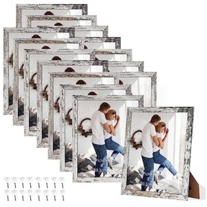 edenseelake 8x10 picture frame set of 15, distressed white farmhouse wood photo frame 8 by 10 for wall or tabletop display